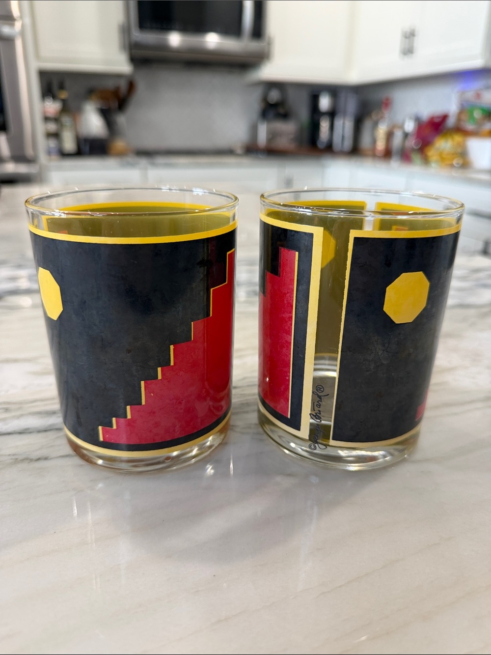 Vintage MCM Georges Briard Tumblers set of 2 Signed, asymmetrical design